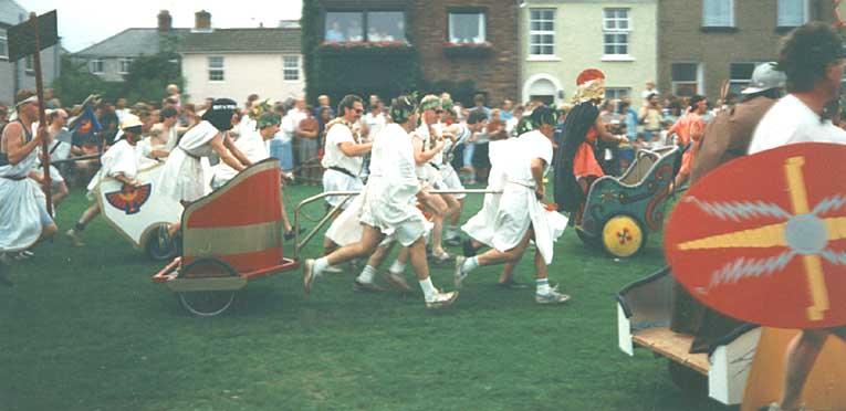 Caerleon Chariot Race 1989 - the start on Goldcroft Common