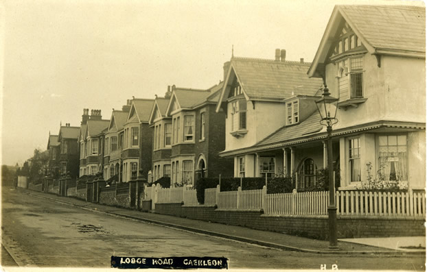 Lodge Road Caerleon - Huxtable Brothers postcard view