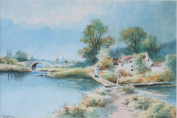 The Brook Farm watercolour painting by E J Maybery 1913
