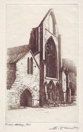 Tintern Abbey etching by EJ Maybery
