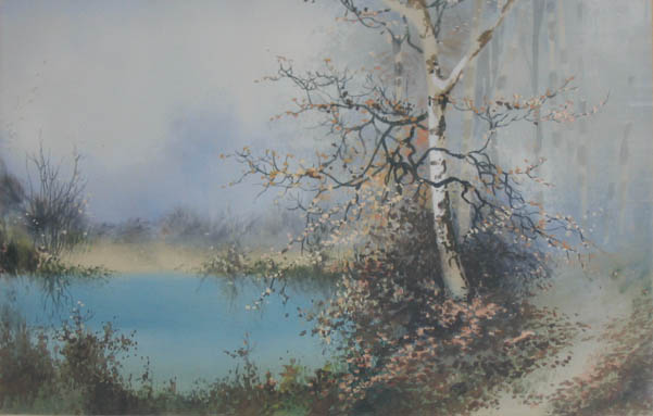 Langwym near Usk Monmouthshire - watercolour by EJ Maybery