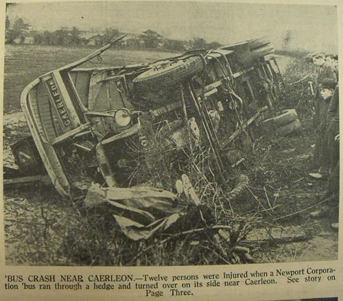 Bus crash near Caerleon - twelve injured.