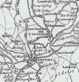 Section of the map of Monmouthshire from Pigot's 1844 directory