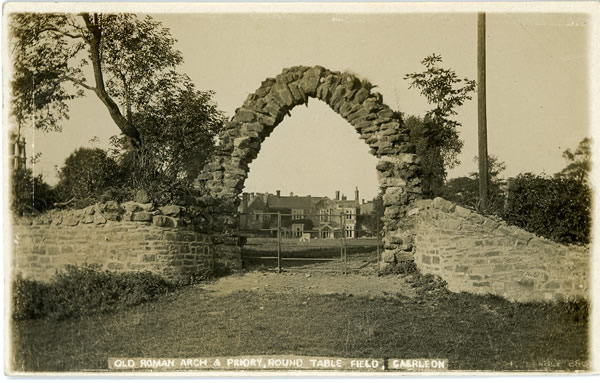 Old Roman Arch and Priory, Round Table Field, Caerleon - a Huxtable Brothers postcard