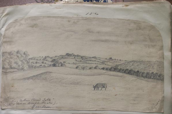 Sketch of King Arthurs Round Table or Caerleon Roman Amphitheatre before it was excavated.