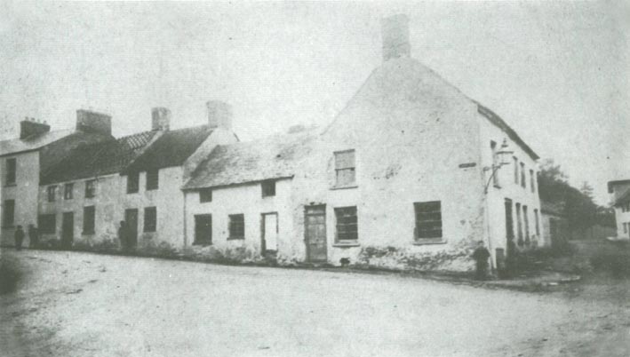 High Street Caerleon. A really old photo showing the building on the corner of High Street/Castle Street before the Roman Catholic Church was built in its place.
