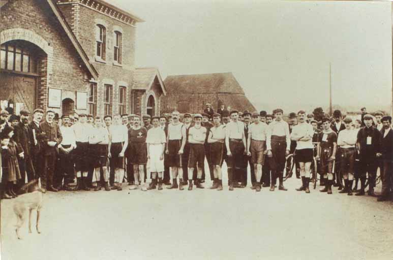 Caerleon Town Hall 1880, competitors at the start of a race.