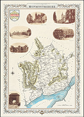Reporoduction of Hand Tinted Samuel Lewis Map of Monmouthshire 1831