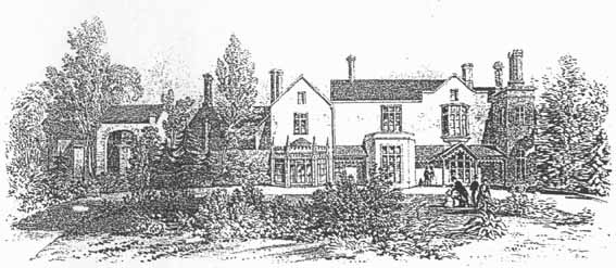 Line drawing of the Priory, Caerleon 1838
