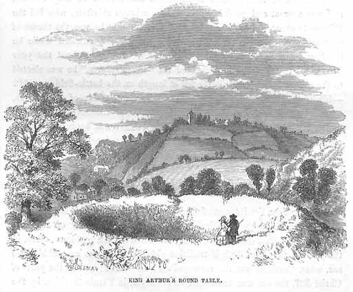 Old print of Caerleon Monmouthshire, 1861 - King Arthur's Round Table.
