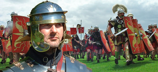 A Roman Re-enactment in the amphitheatre Caerleon.