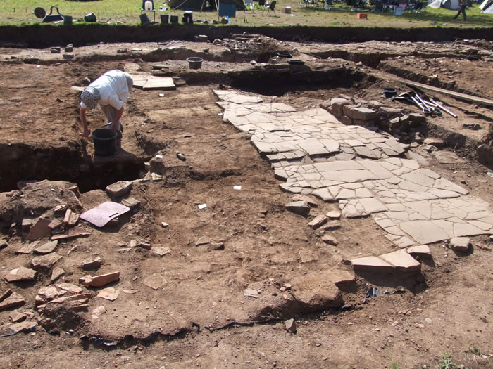 Some of the pavings have been removed from the passageway to the inner courtyard to allow further excavation. Sept 2nd. 