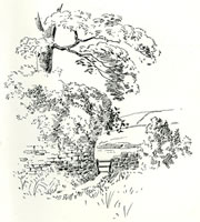 Corner of Roman Wall Caerleon drawn by Samuel Loxton c. 1900