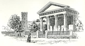 The Church and Museum Caerleon drawn by Samuel Loxton c. 1900